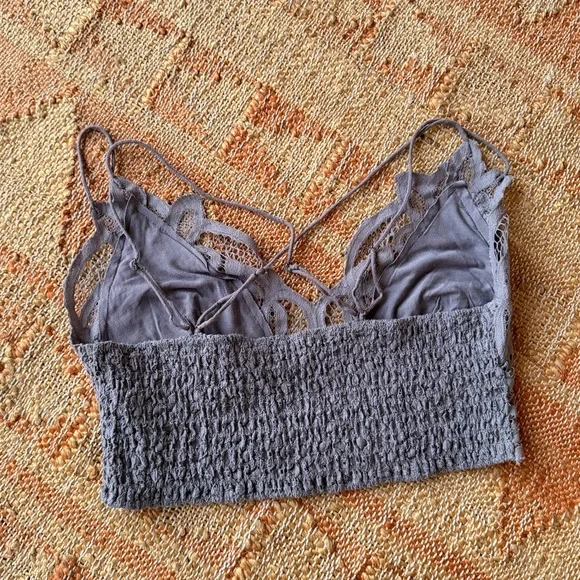 Free People Adella bralette lace gray Strappy smocked back - Picture 4 of 9